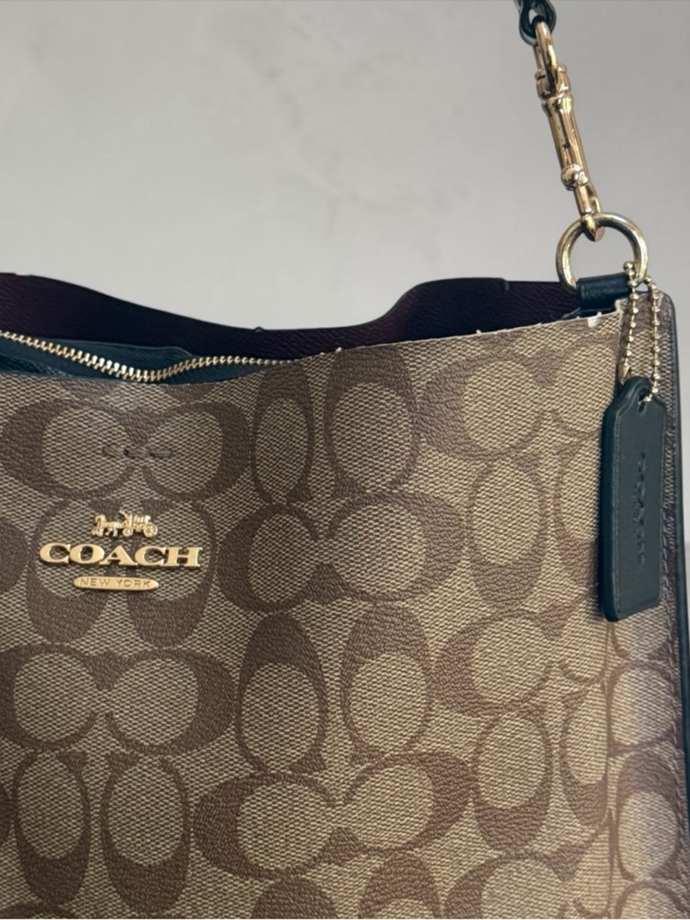 Coach Mollie Signature Canvas Brown Black Shoulder Bucket Bag! - Picture 8 of 16